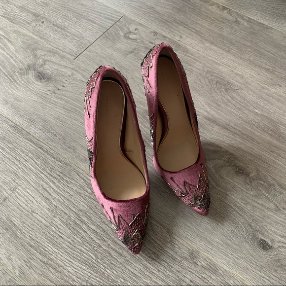 Zara velvet and sequin heels - Picture 2 of 4
